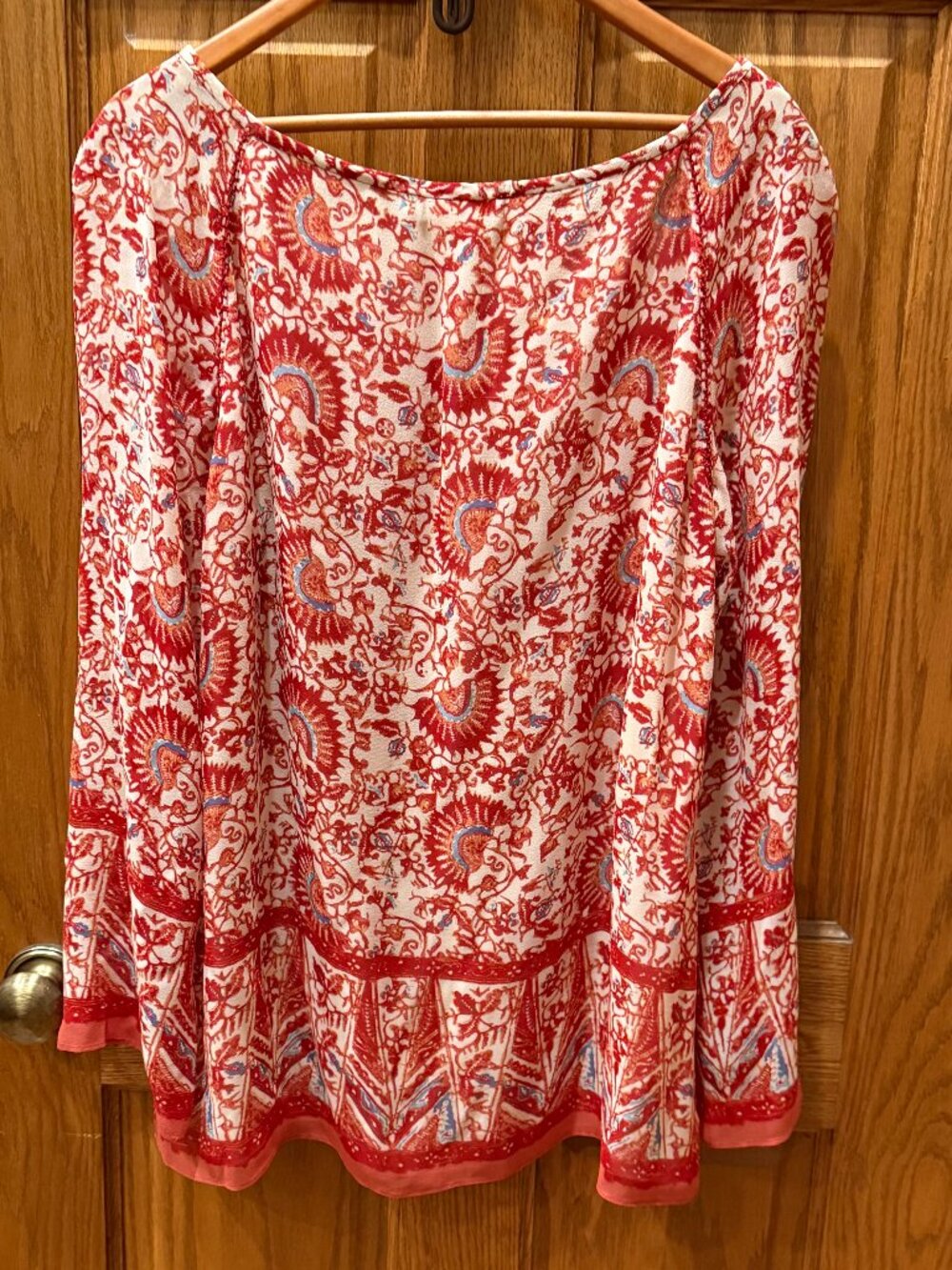 TORY BURCH ‘Danica' Silk Top In Madura Acai Red Size 14 - Picture 6 of 11